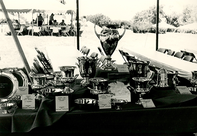Trophies from the Kansas City Grand Prix, 1985.