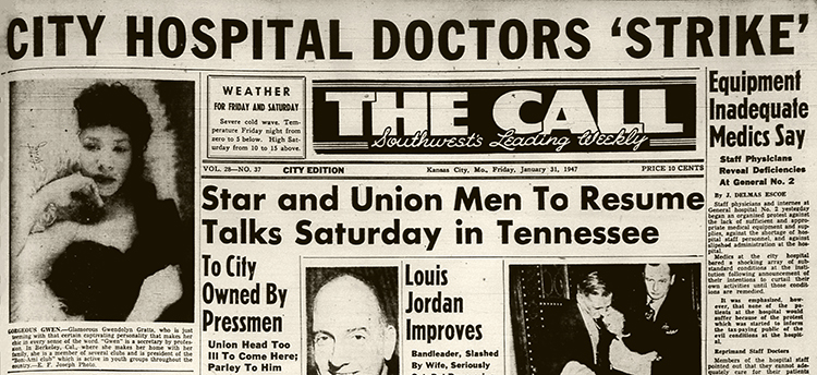 The January 31, 1947, headline about the General Hospital No. 2 strike. THE CALL