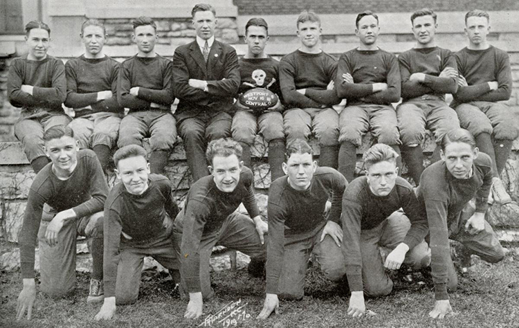 The championship 1918 Westport High School team. 