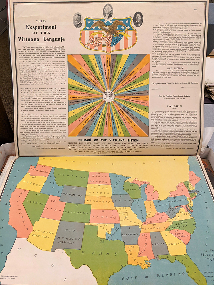 Virtuana map of the U.S. and The Eksperiment of the Virtuana Lengueje.