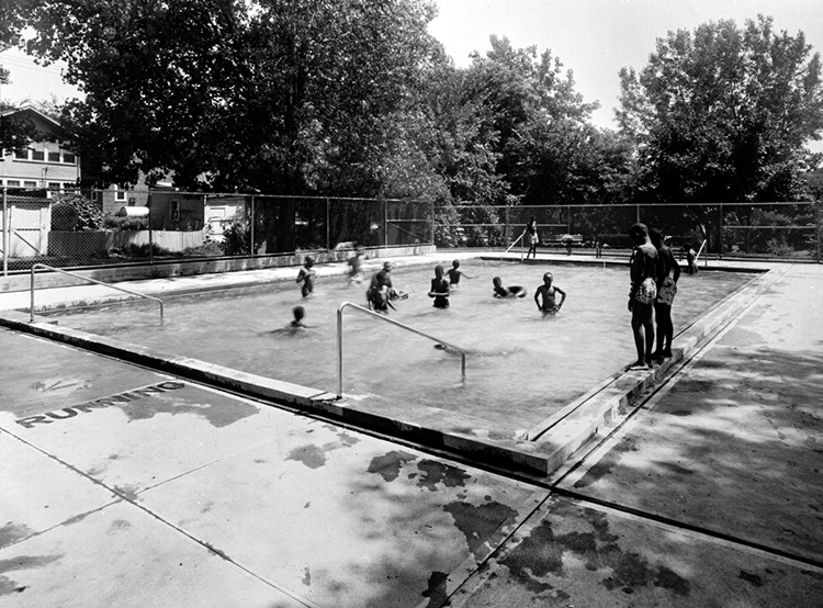 The wading pool open to Black Kansas Citians in Nelson C. Crews Square. MISSOURI STATE ARCHIVES