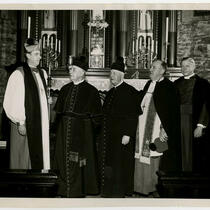 Bishop Edward R. Welles, Father Edwin W. Merrill, and Unidentified Priests